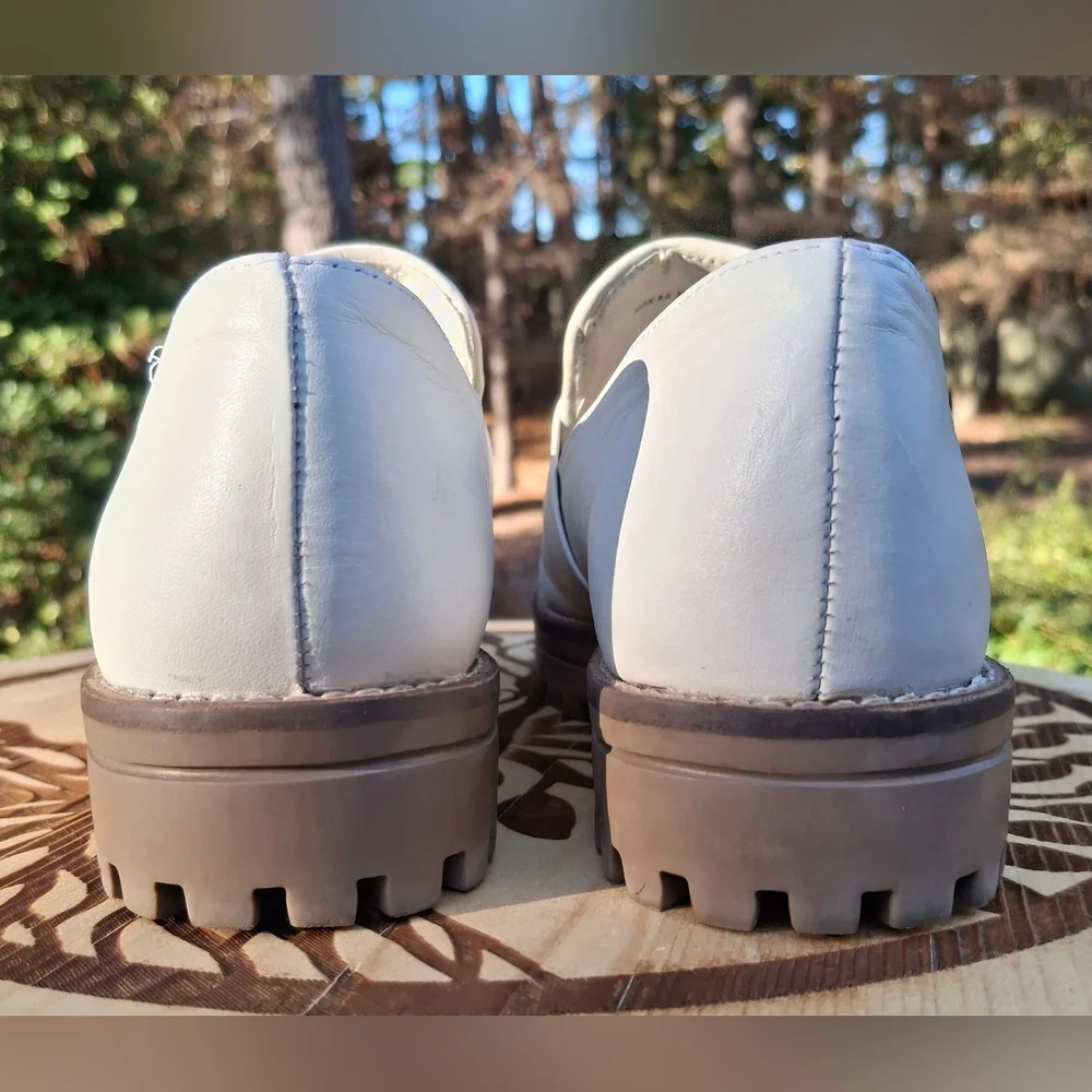Dolce Vita Women's Aubree Ivory Woven Leather Lug Sole Loafers Size 8.5 - Picture 4 of 9